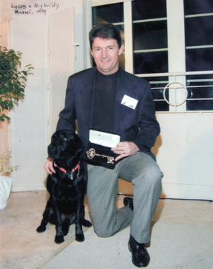 Bob Davis with the Lycos Mascot Dog
