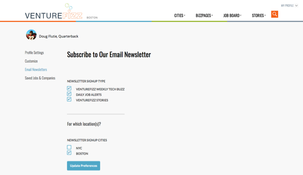 VentureFizz Email Subscriptions