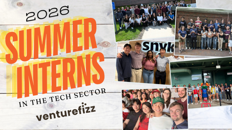 Collage poster showing 2026 Summer Interns with group photos of interns in a tech sector program.