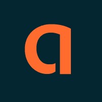 Brand logo featuring a lowercase orange 'a' on a dark teal background.