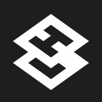 White geometric diamond-shaped logo on a black background.