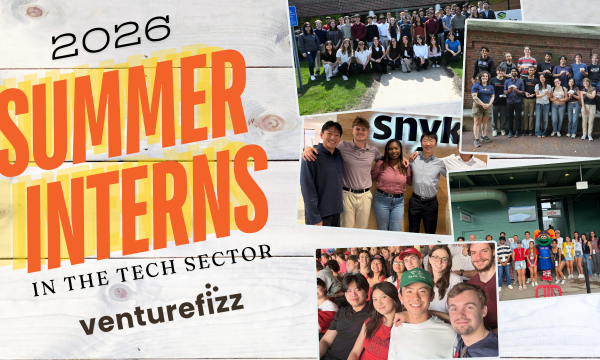 Collage poster showing 2026 Summer Interns with group photos of interns in a tech sector program.